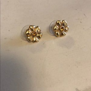 Kate Spade gold stud flower earrings w citrine
